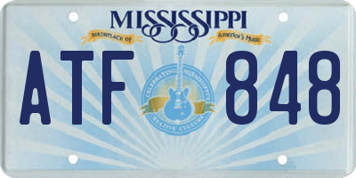 MS license plate ATF848