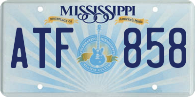 MS license plate ATF858