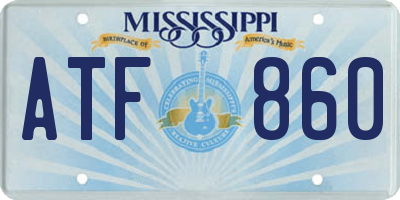MS license plate ATF860