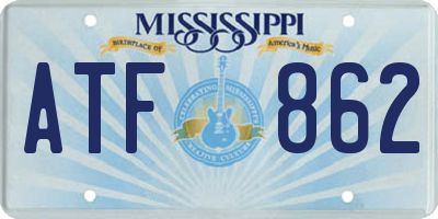 MS license plate ATF862