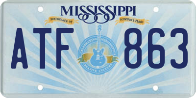MS license plate ATF863