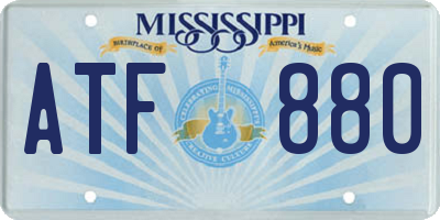 MS license plate ATF880