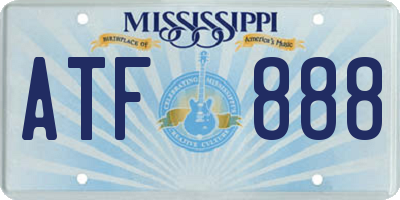 MS license plate ATF888