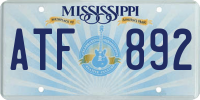 MS license plate ATF892