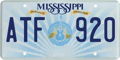 MS license plate ATF920