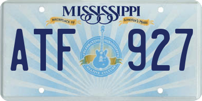 MS license plate ATF927