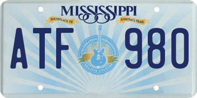 MS license plate ATF980