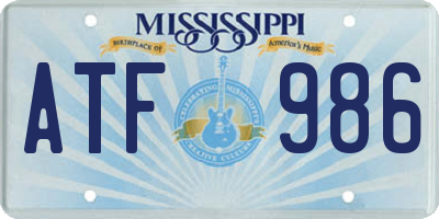 MS license plate ATF986