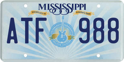 MS license plate ATF988