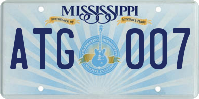 MS license plate ATG007
