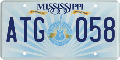 MS license plate ATG058