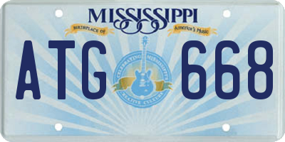 MS license plate ATG668