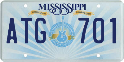 MS license plate ATG701