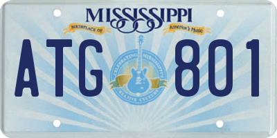MS license plate ATG801