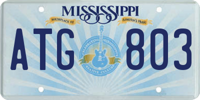 MS license plate ATG803