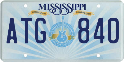 MS license plate ATG840