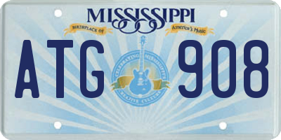 MS license plate ATG908