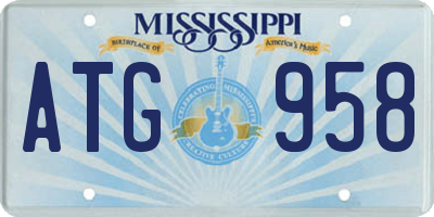 MS license plate ATG958