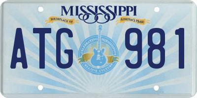MS license plate ATG981