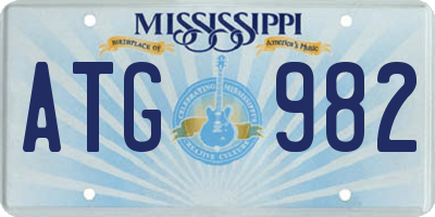 MS license plate ATG982