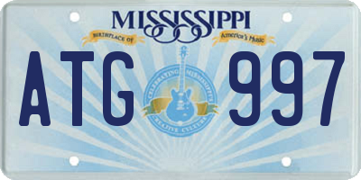 MS license plate ATG997