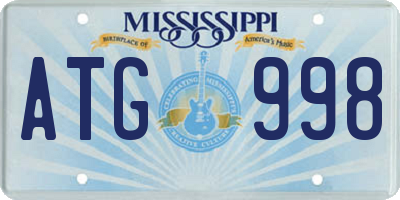 MS license plate ATG998