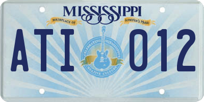 MS license plate ATI012