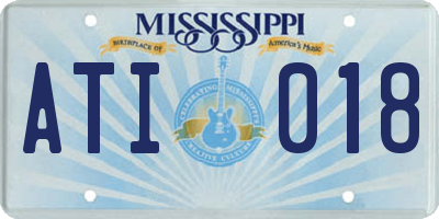 MS license plate ATI018