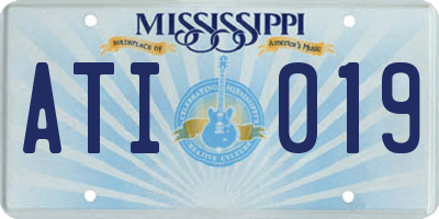 MS license plate ATI019