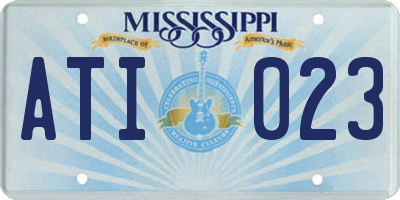 MS license plate ATI023