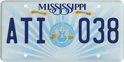 MS license plate ATI038