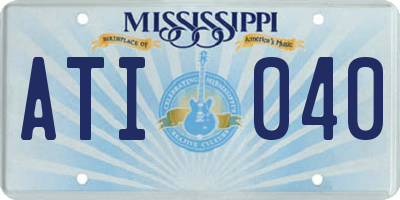 MS license plate ATI040
