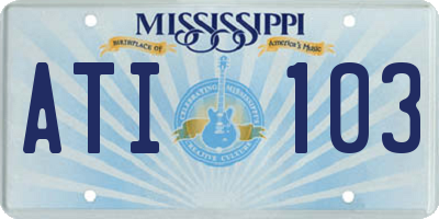 MS license plate ATI103