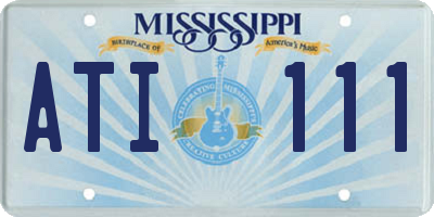 MS license plate ATI111
