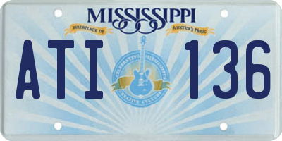 MS license plate ATI136