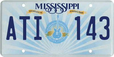 MS license plate ATI143