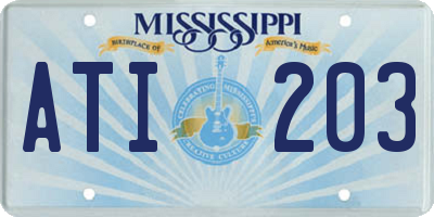 MS license plate ATI203