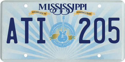 MS license plate ATI205
