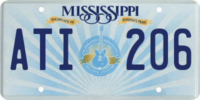 MS license plate ATI206