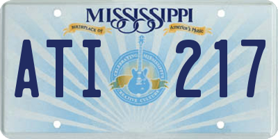 MS license plate ATI217