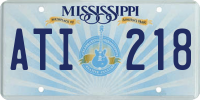 MS license plate ATI218