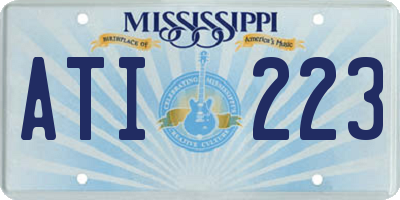 MS license plate ATI223