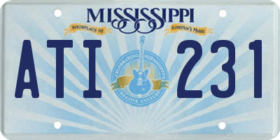 MS license plate ATI231