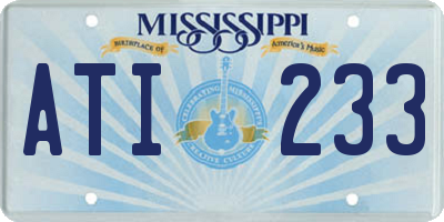MS license plate ATI233