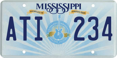 MS license plate ATI234