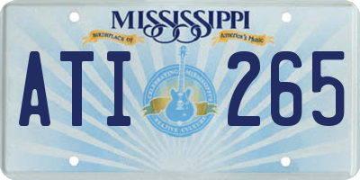 MS license plate ATI265