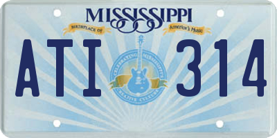 MS license plate ATI314