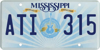 MS license plate ATI315