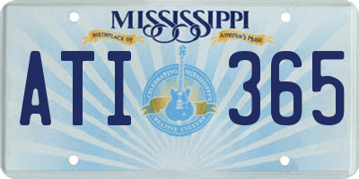 MS license plate ATI365