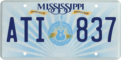 MS license plate ATI837